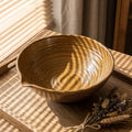 Japanese retro style kiln-change clay line pattern bowl - creative fruit bowl for home, restaurant, cooking, salad, and pasta