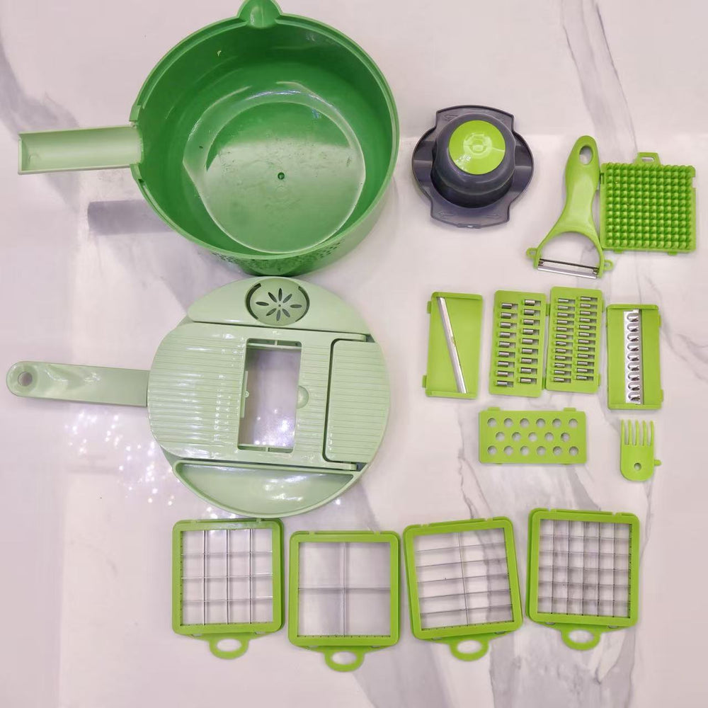 Vegetable cutting and draining handy gadget multi-functional grater slicer shredder grinder garlic dicing strips egg cutter 16-piece set