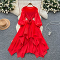 Miya pleated european and american dress women's  new arrivalsense of design asymmetrical strap waist pleated draped long skirt