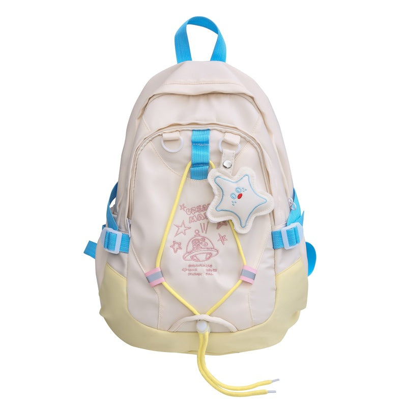 School bag female college student 2023 new large-capacity Korean version versatile contrasting backpack junior high school student high school backpack