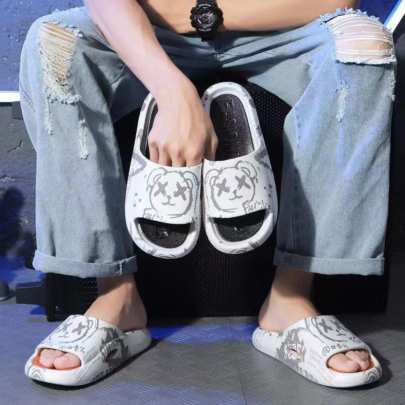 Men's slippers for summer outwear trendy ins beach home stepping on shit bathroom thick sole couple men's sandals wholesale