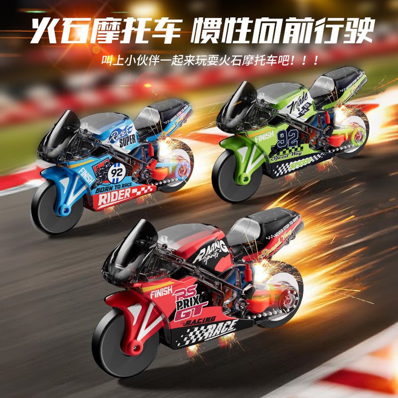 flint inertial motorcycle cool stunt artificial car keychain decompression spark special effects boy small toy
