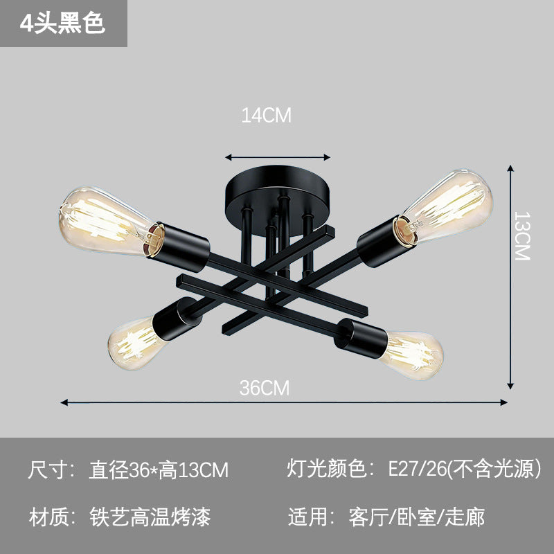 Modern minimalist molecular creative multi-head iron art ceiling light - industrial style for living room, bedroom, dining room, and homestays