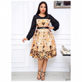 Fashion cross-border export new arrival evening dress  chiffon african plus sizeolwork clothing women's printed dress