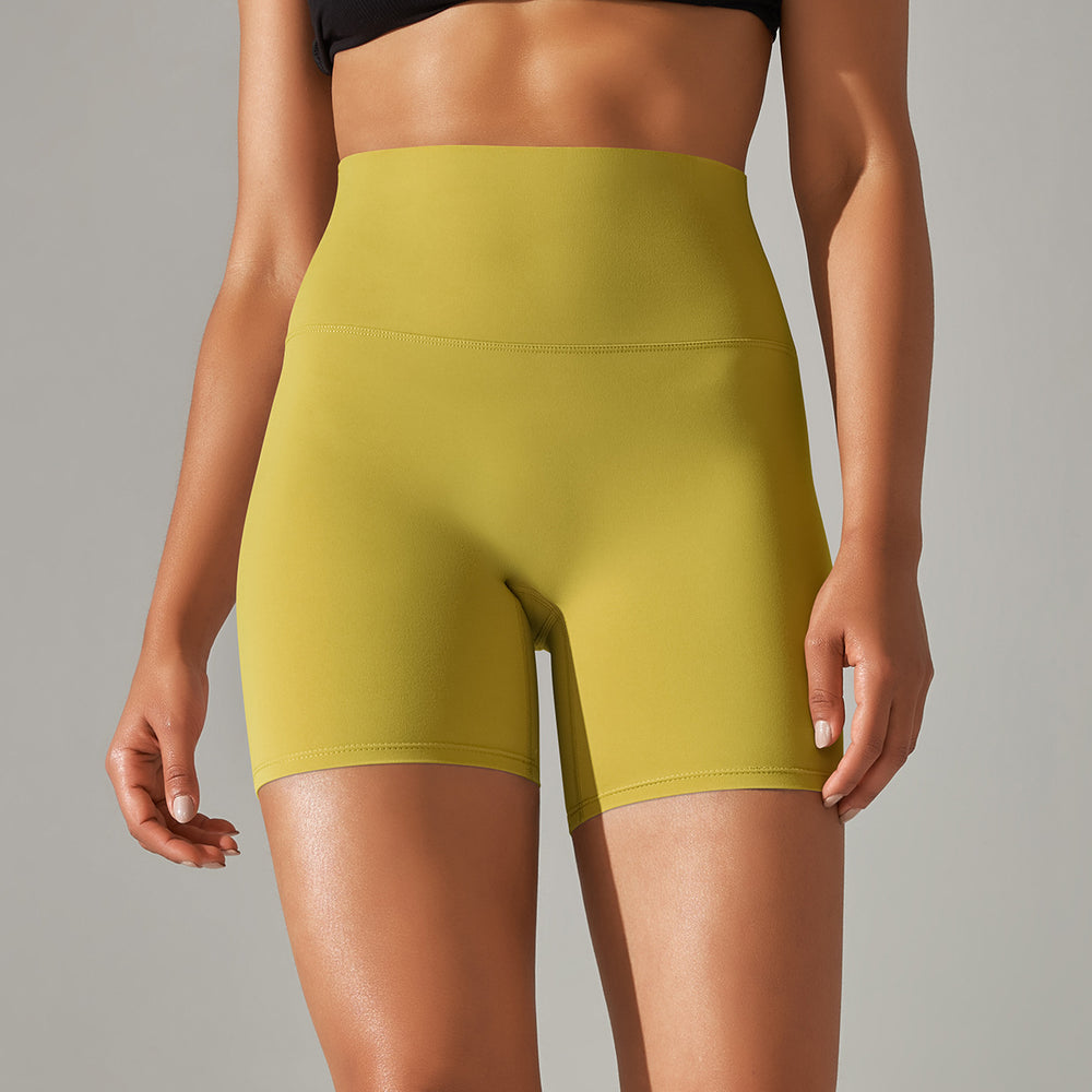 New arrival no awkward line nude high waist yoga pants women's double-sided brushed peach butt tight sports three-quarter pants