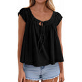 fashioneleganttie backrufflesshirt women's  summer new arrivalfashion pleated tops