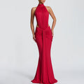 cross-border european and american women's summer collection: new elegant and sexy solid color slim-fit backless mermaid dress