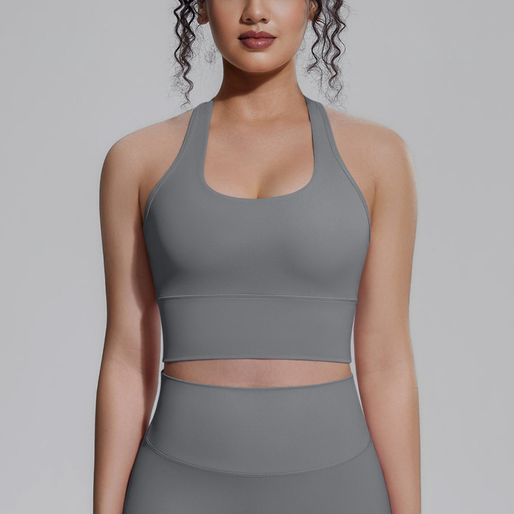 Naked-feel compression sports bra yoga top - quick-dry racerback workout tank with padded yoga bra
