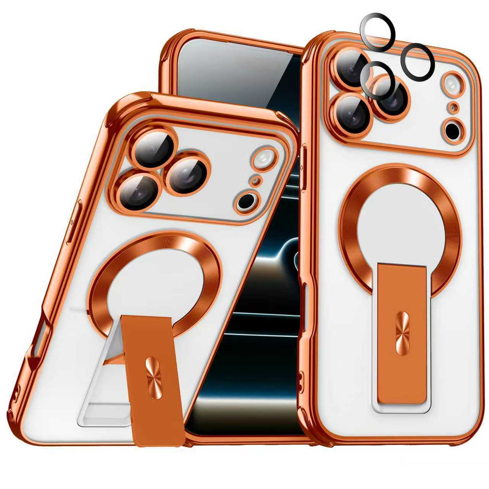 Electroplated shadow magnetic stand compatible iphone 17 pro case, apple 11 new anti-drop cross-border protective cover