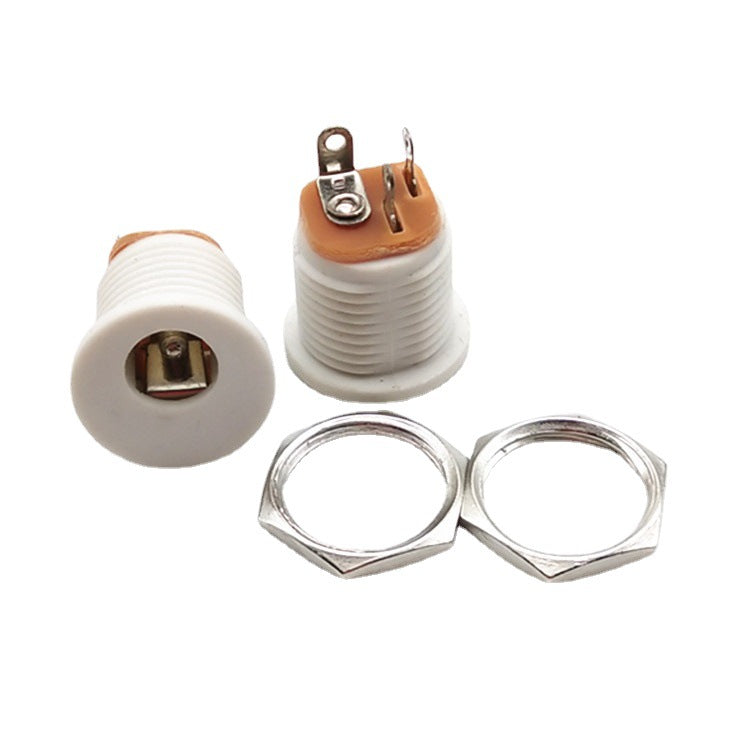 Direct supply white DC022 panel seat, power socket round 5.5 * 2.1MM tripod with nut power socket