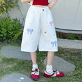 Girls' summer lightweight denim shorts - new  styles - perfect for toddlers and big kids - super cute mid-length shorts