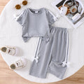 Children's clothingexportfashion cross-border children's clothing gray short-sleeved t-shirt pants suit