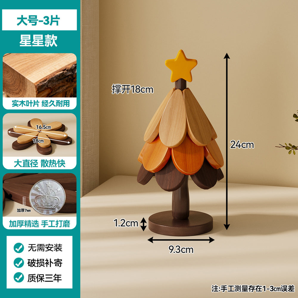christmas tree solid wood insulation mat, a tree coaster, dining table decoration, creative oven mitts pad, high temperature resistant pot and bowl pad