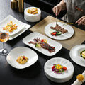 Minimalist white dinnerware restaurant hotel unique creative high-value plating dessert pastry western food plate steak plate