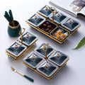 New year ceramic fruit plate with lid dustproof for home dried fruit plate hotel cafe grids dessert plate multi-color snack plate