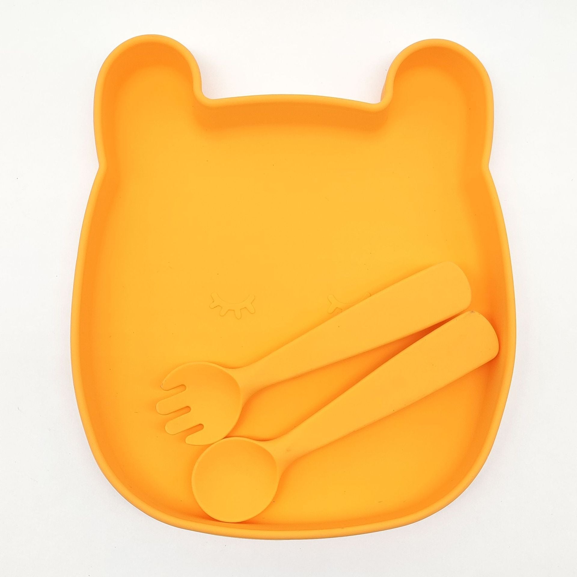 Cross-border hot-selling children's tableware sets, food-grade silicone dinner plates, anti-drop baby food, silicone spoons, tableware