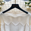 Korean style age-defying hollow-out wave pattern knit sweater - women's autumn chic, slimming, versatile, and trendy sweater