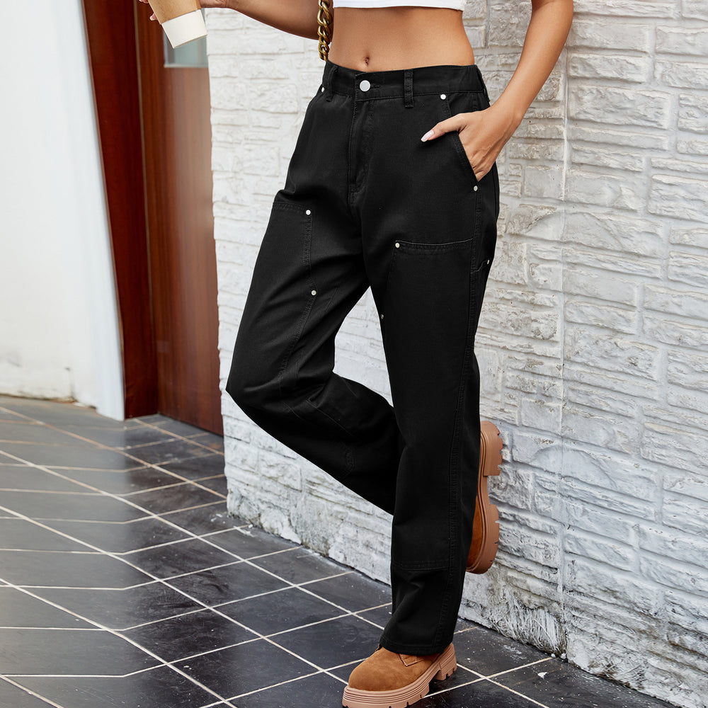Fashion cross-border foreign trade women's clothing  independent station new slimming look washed elastic waist denim cargo pants pants