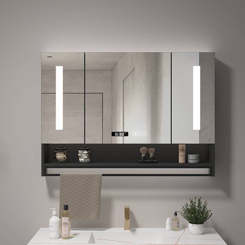 [Low price] Smart solid wood bathroom mirror cabinet, toilet mirror, separate wall-mounted bathroom with lamp storage mirror box