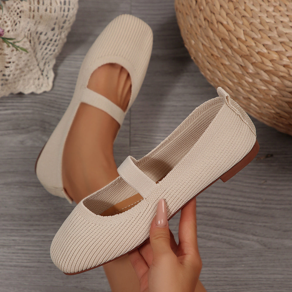 New arrival: women's lightweight fashionable knitted mesh flats - breathable, slip-on, perfect for work or casual wear