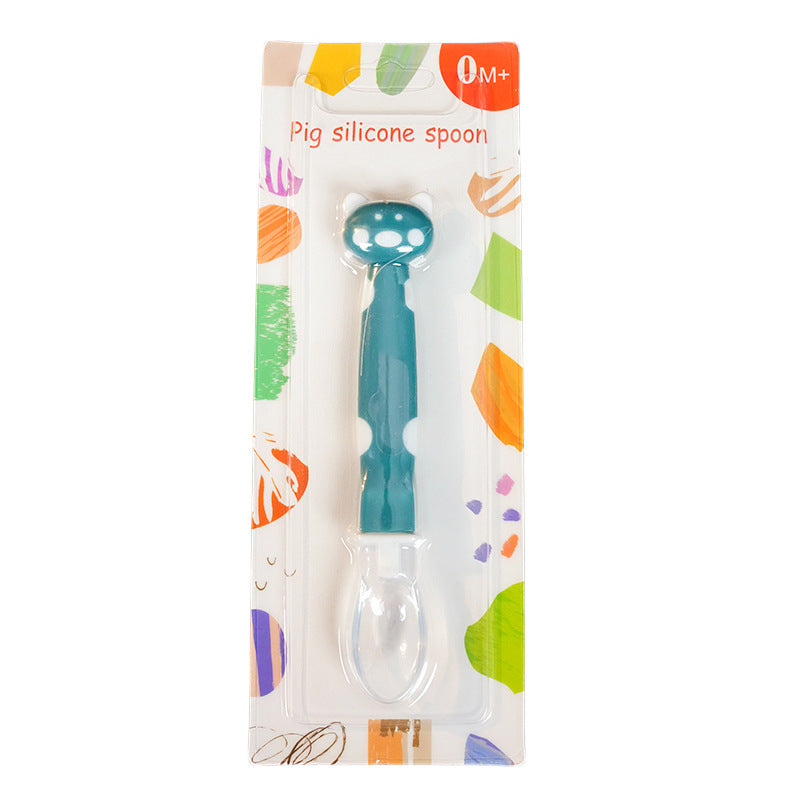 English card pack, baby silicone spoon, baby feeding tableware, soft head spoon, cartoon complementary food spoon, spoon, spoon