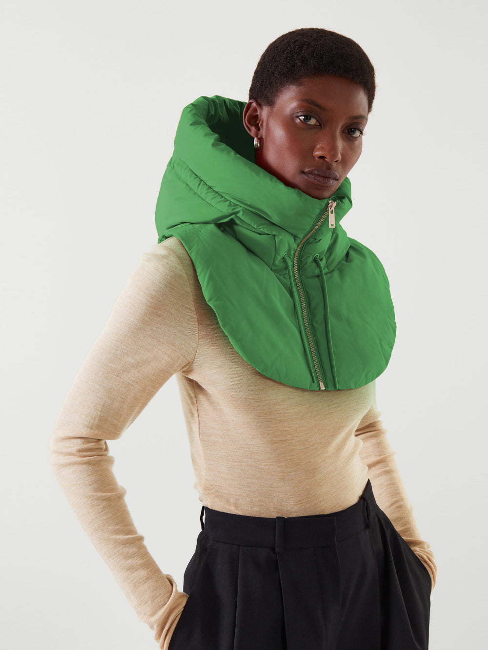 fall/winter european and american style women's fashion versatile clothing accessories hooded false collar vest