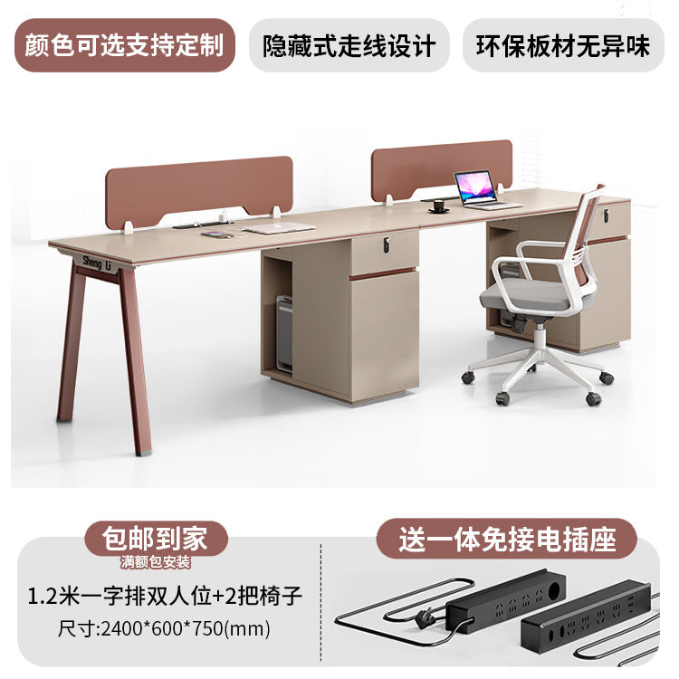 Office desk and chair set - 4/6 seater minimalist modern office table with partition workstation computer desk booth