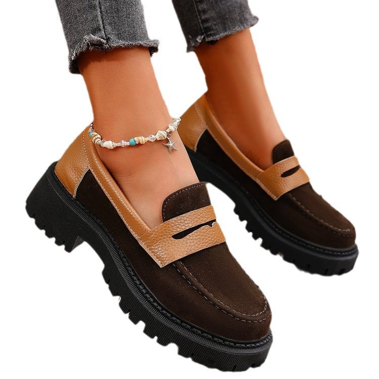 export women's loafers - new spring/autumn  collection: european & american style round toe low heel slip-on leather shoes
