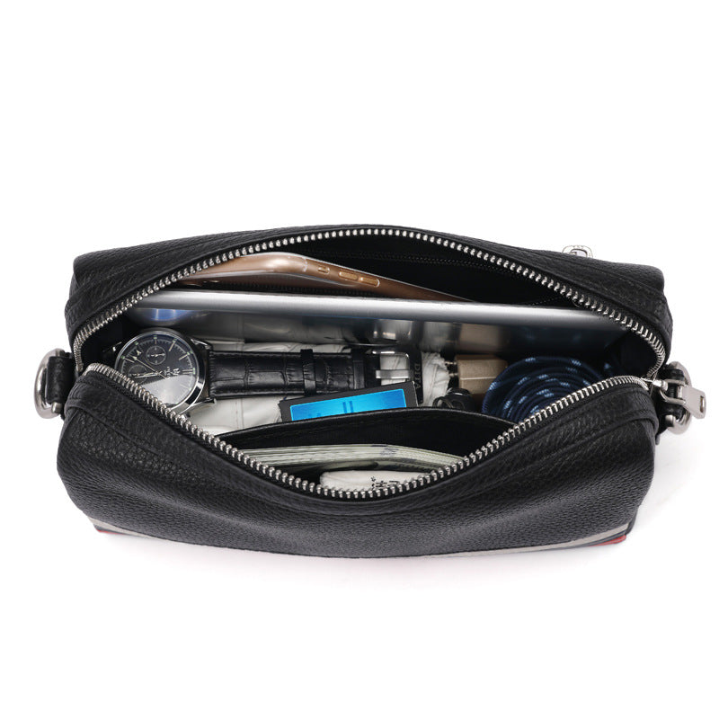 Shoulder bag men's messenger bag first layer cowhide business casual fashion contrasting color genuine leather large-capacity men's bag one piece delivery