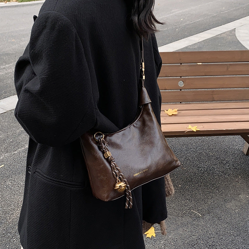 Retro hand bag women's 2025 new autumn fashion soft leather dumpling bag high-grade texture shoulder messenger bag