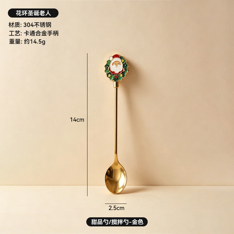 304 stainless steel luxury style creative christmas tableware coffee spoon afternoon tea dessert spoon fruit fork wholesale