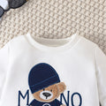 cross-border e-commerce children's wear: new autumn/winter cartoon letter hat bear embroidered hoodie and pants two-piece set