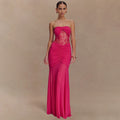 European and american cross-border  summer new sleeveless bandeau maxi dress - sexy, spicy, ruched, cutout, slim-fit women's dress