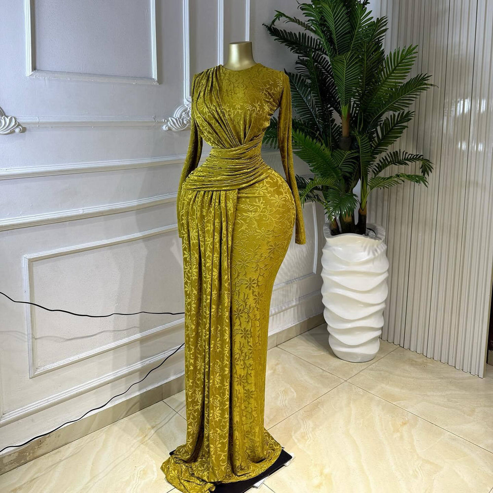 European and american cross-border women's clothing:  spring new arrival - elegant and chic ruched bodycon print midi dress