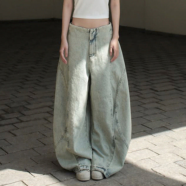 2025 new fashion street style scimitar pants deconstructive loose meat covering and thin jeans pocket casual trousers