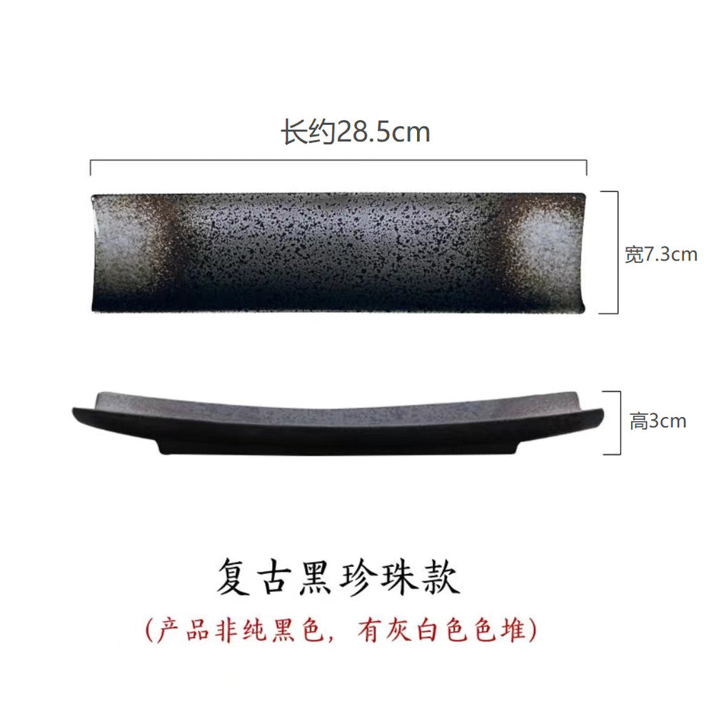 Japanese-style ceramic dessert platter - long serving plate for hotel, home, restaurant, sushi & sashimi presentation - creative tableware
