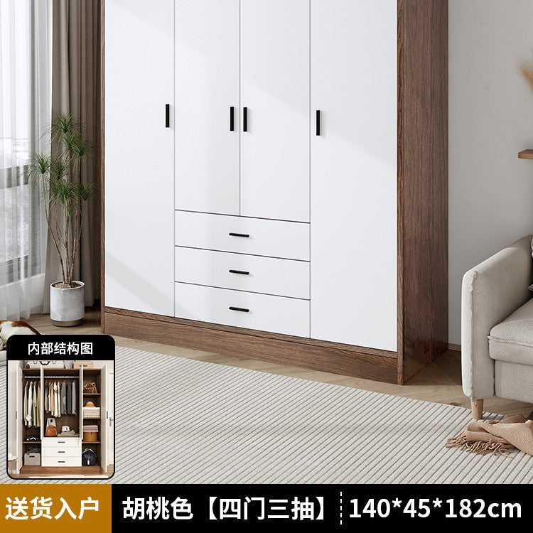 Wardrobe household bedroom small apartment simple wardrobe storage cabinet room wooden rental room economical hanging wardrobe