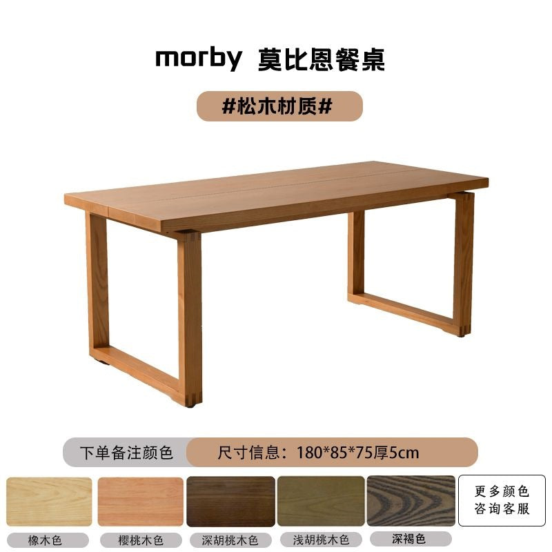 Nordic mobien solid wood dining table small apartment minimalist american style ash wood rectangular desk and chair set for home use