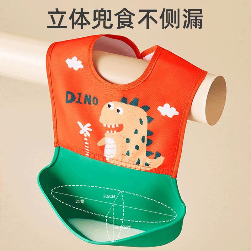 Baby eating bib waterproofkids baby silicone saliva pocket child feeding bib toddler food supplement rice pocket