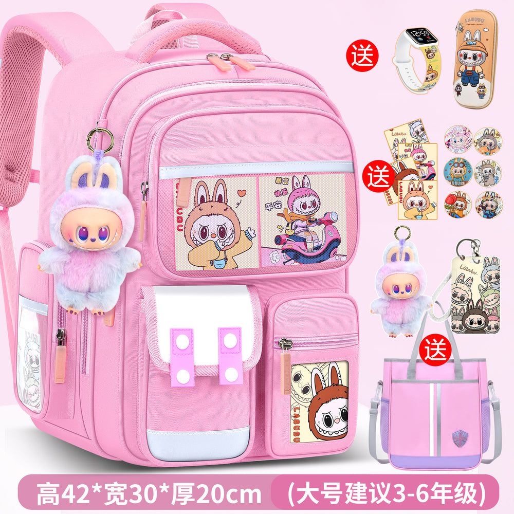 Labubu backpack - new 2026 model for elementary school students (grades 1-6). lightweight, spine-protecting, and load-reducing design for boys and girls