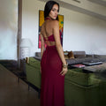 summer new arrival: independent e-commerce platform european and american style women's sexy halter neck slim-fit patchwork backless bodycon dress