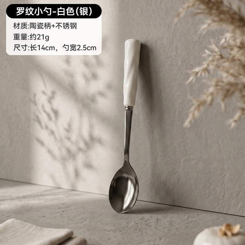 stainless steel creative twisted shape fruit fork set creative colorful ceramic storage jar wholesale