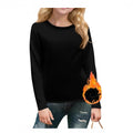 cross-border  autumn/winter new children's long-sleeve crew neck solid color everyday casual fleece-lined t-shirt top