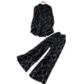 Lazy style pink printingshirtloose pantstwo-piece set female autum light mature style easiest for matchwork clothingelegantsuit