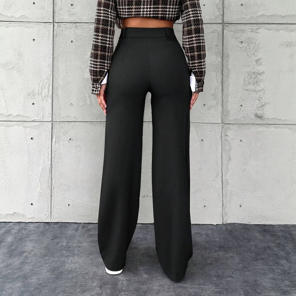 Women's solid color casual business pants  style casual trousers commuting pants straight leg pants cross-border