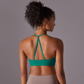Naked sensation strappy yoga bra - triangle back, push-up, shaping sports bra - workout top for yoga and fitness