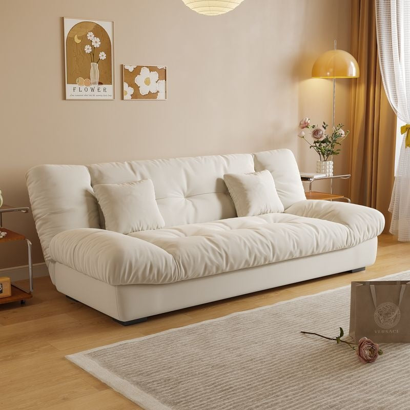 Sofa bed all-in-one dual-purpose cloud sofa living room small apartment rental house fabric sofa straight row foldable sofa wood