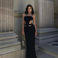European and american style foreign trade hot-selling designer dress -  new women's bandeau cutout slit dress