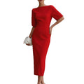 cross-border european & american women's clothing: summer maxi dress - high-end solid color bodycon sheath dress