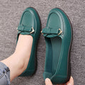 Women's comfort shoes: casual flats for seniors - soft sole, non-slip, comfortable, autumn, low-cut leather shoes, flat work shoes